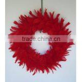 Duck Feather Wreath for Wall or Center Piece - Red thumbnail-1