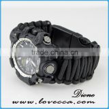 Hot Selling Outdoor Emergency Adjust paracord survival watch compass for hiking