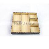 6 Compartments Leather Non Woven Fabric Desk Organizer With One Ring Holder thumbnail-3