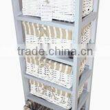 Wooden Storage Cabinet w Wicker Basket Kitchen Drawer Wood Organizer Furniture thumbnail-1