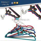 Pentagram Shape Kids ABS Plastic Antiskid Velvet Hangers Flocking Clothes Hangers With Pulley,ABS,Nylon Villi,Chrome Plated Hook thumbnail-5