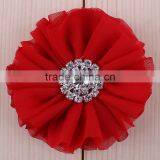 Fabric Chiffon Flower Clip With Rhinestone Center for Kids Hair Accessories thumbnail-3