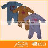 2017 Spring Velour Baby Footie Romper, Long Sleeve With Snaps Opening ,with Emb. thumbnail-5