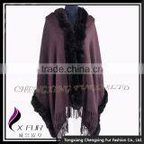 CX-B-P-48B 2016 Ladies Latest Rex Rabbit Fur Trim Shawls and Scarves Pashmina thumbnail-4