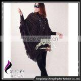 CX-B-37A Fashion Custom Women Sweater Large Rabbit Fur Cape Poncho Shawl thumbnail-2