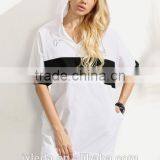 Women's Multi Color Contrast Hooded Oversized Short Sleeve Sweatshirt thumbnail-3