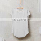 Customized Made Cheap V-neck Short Sleeve Cotton Blank Pocket T-shirt in Different Color thumbnail-4