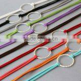 Silver Circle Charm Bracelet, Colorful Suede Leather Bracelet, Personalized Suede Cord Leather Bracelet thumbnail-1