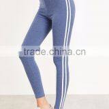 Sexy Basic Raw Hem Crop Tops With Blue Striped Side Leggings Cotton Blends Casual Women Sportwear Jogger thumbnail-2