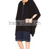 Womens Wool Ponchos,Women Knit Poncho Shawl Black Color thumbnail-2