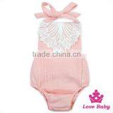 HYB147Lovebaby Wholesale 100% White Cotton Sleeveless Cute Newborn Baby Romper Plain White Cotton Baby Clothes thumbnail-4