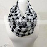 Black & White Plaid Gingham Infinity Scarf, Tube Scarf, Circle Scarf, Loop Scarf, Scarves, Spring - Fall - Winter Fashion thumbnail-1