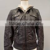 Women's Pu Quilted Fauxleather Moto Biker Jackets #LPU0548 thumbnail-5