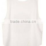 Ladies Plain Cotton Crop Top White Singlet thumbnail-2