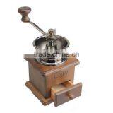 Mini Wood Manual Coffee Mill Stand Bowl Antique Hand Operation Coffee Bean Grinder thumbnail-1