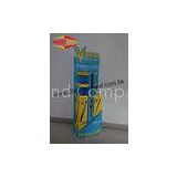 Blue Supermarket Corrugated Cardboard Floor Display Stand for Stationery