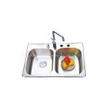 Stainless Steel Double Bowl Kitchen Sink With 4 Tap Holes