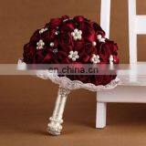 Cheery Red artificial wedding flowers bouquet with Bead decoration