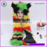 Small Oder Qty Wholesale Russian Style Women Faux Fur Hooded Scarf Animal Hat thumbnail-2