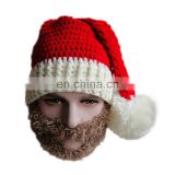 Christmas Clothing Santa Claus Men Women Adult Red Knitted Hat Beard Beanie Mustache - Brown Beard