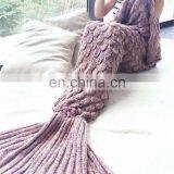 New Arrival Spring Winter Mermaid Tail Sofa Blanket Super Soft Warm Handmade Crocheted Blanket Knitting Wool For Adult thumbnail-1