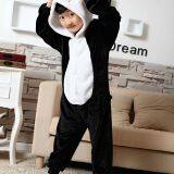 Panda Cartoon Flannel Conjoined Polyester Children Pajamas thumbnail-2