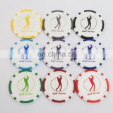 Chirstmas golf plastic poker chip ball markers / printing sticker on both side plastic ball marker