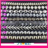 Wholesale shiny gold and silver color plastic rhinestone trimming for garment