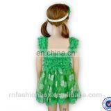 European Stylish Green Shamrock Party Dresses Children Frock Design Maxi Dresses Wholesale Smocked Little Princess Girls Dresses thumbnail-5