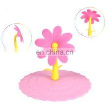 Colorful New Design Flower Shaped Silicone Cup Lid Cup Cover thumbnail-3
