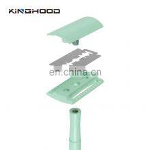 Natural Shaving Customized Green Double Edge Womens Safety Shave Razors For Gift thumbnail-2