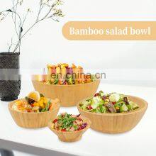 Cheap 100% Natural Round Salad Bowl Bamboo Wooden Bowl Set thumbnail-2