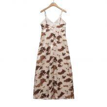 European and American Style Women's New Silk Texture V-neck Camisole Flute Dress for Women thumbnail-1
