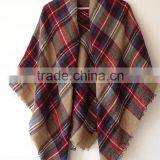 New Winter Plaid Square Tassel Fashion Women Wool Shawl thumbnail-4