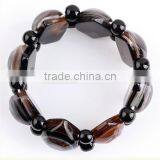 Black Agate Stone Gemstone Evil Eye Beads Stretchy Bracelet Bangle Wristband