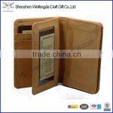 Card Holder Tan Leather Student Mini Wallet 8 Card Slots Gusseted Pocket thumbnail-1