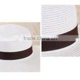 QXSH0056 White Straw Hat With Bowknot Cloche Fedora Summer Women Beach Hat thumbnail-2