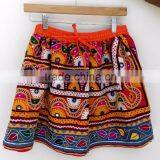 Multi color one size hand embroidered banjara short skirts bohemian