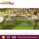 Golden Half Circle Banquet Dining Table,led Stainless Steel Base Half Circle Table thumbnail-5