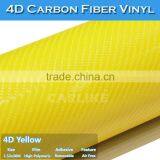 Yellow Carbon Fiber 4D Auto Body Cover Sticker Foil With Air Channels on The Backside 5FTx98FT 1.52x30M thumbnail-2