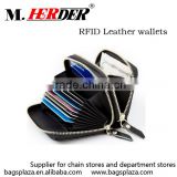 Online shopping Business Card Wallet Fashion Zipper Closed RFID Leather Men's Wallet Bags