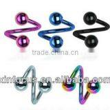 TITANIUM TWIST BELLY NAVEL RING ANODIZED SPIRAL 14G &Body Jewelry Shop Wholesale Jewelry