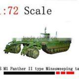 1/72 Scale Plastic Assembly Diy US M1 Panther II Type Minesweeping Main Battle Tank Model