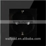 Hot Sales Wallpad Luxury LED Indicator Waterproof Black Tempered Glass 110~250V German EU Standard Wall Socket Switch