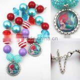 Ariel Princess Mermaid 20mm chunky beads wholesale pendant necklace statement necklace