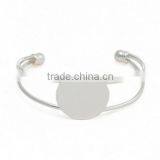Wholesale 100PC 25MM Pad Adjustable Silver Plated Bangle Cuff Lock Blank Bracelet Bangle With Tray thumbnail-5