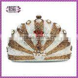 Hard Case Metal Frame Peacock Evening Clutch Bags With Crystal Stones (B1048-G) thumbnail-1