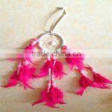 Latest Design Mini Home Hanging Decorative Pink Feather Dream Catcher