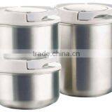SINOGLASS 3 Pcs Round Stainless Steel Rainbow Lock Airtight Storage Jar Set thumbnail-1
