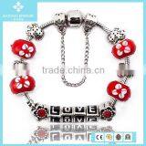 European Fashion Red Glass Bead Sea Star LOVE Alphabet Charms Bracelet Wholesale 2015 thumbnail-3